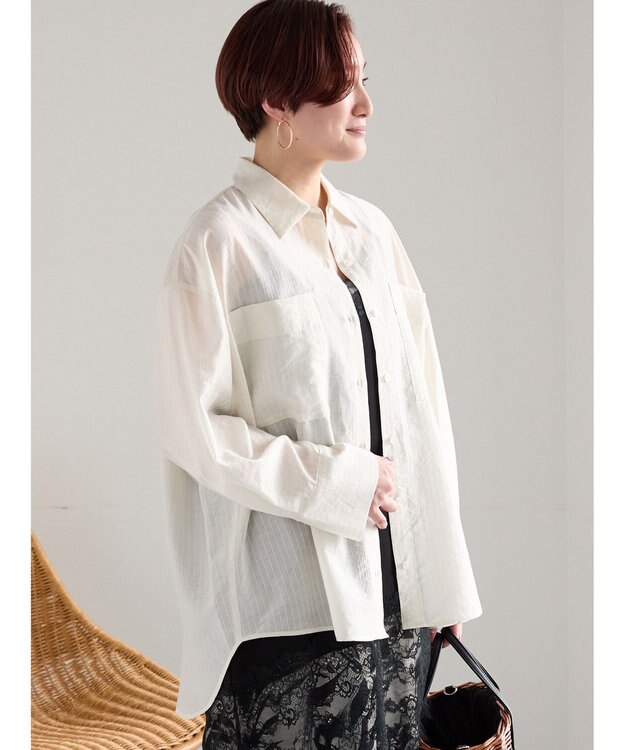 Te chichi シアーストライプシャツ オフホワイト