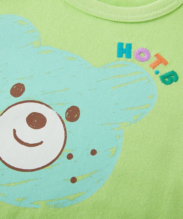 MIKI HOUSE HOT BISCUITS 【80-120cm】カラフルビーンズ フェイスプリント 半袖Tシャツ ライトグリーン