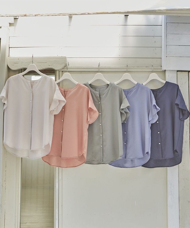 ANY SIS 【美人百花6月号掲載】スムージーポリエステル ブラウス ライトブルー