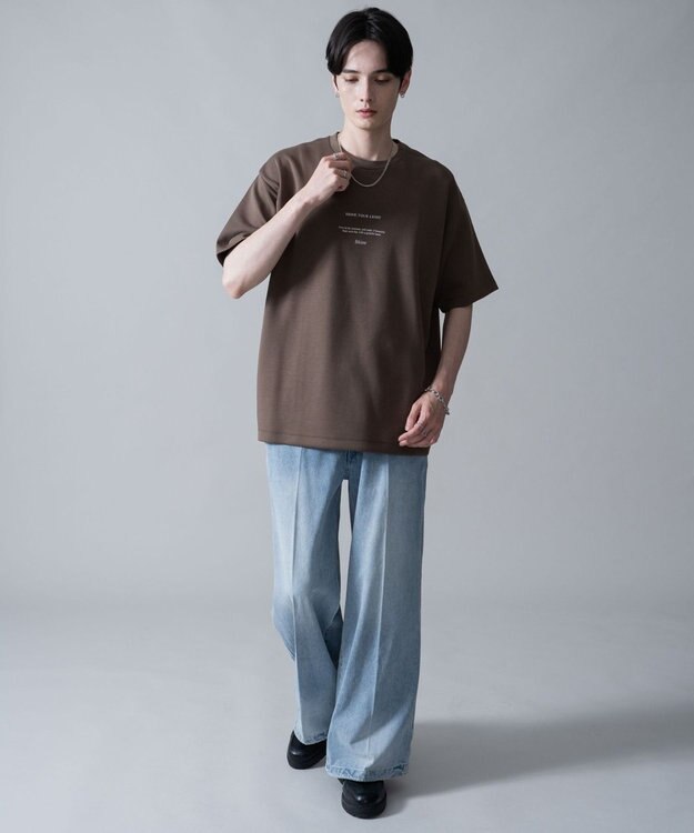 WEGO 【2点SET】アクセ付きフォトグラフィックT（SS） ブラウン