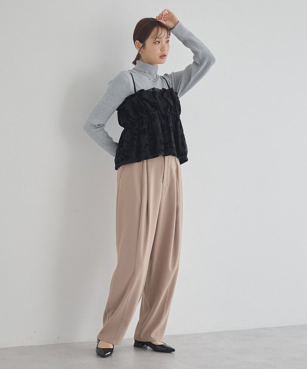 earth music&ecology ベロアフラワービスチェ Black