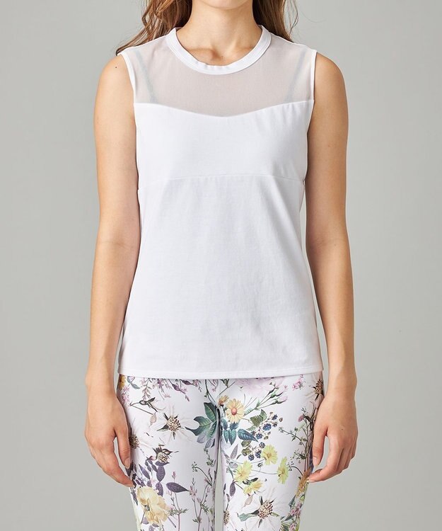 Chacott HandsomeCotton チュールノースリーブTシャツ ホワイト