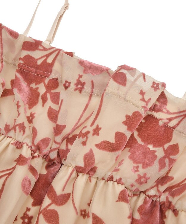 earth music&ecology ベロアフラワービスチェ Pink