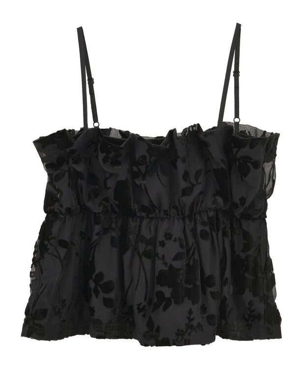 earth music&ecology ベロアフラワービスチェ Black