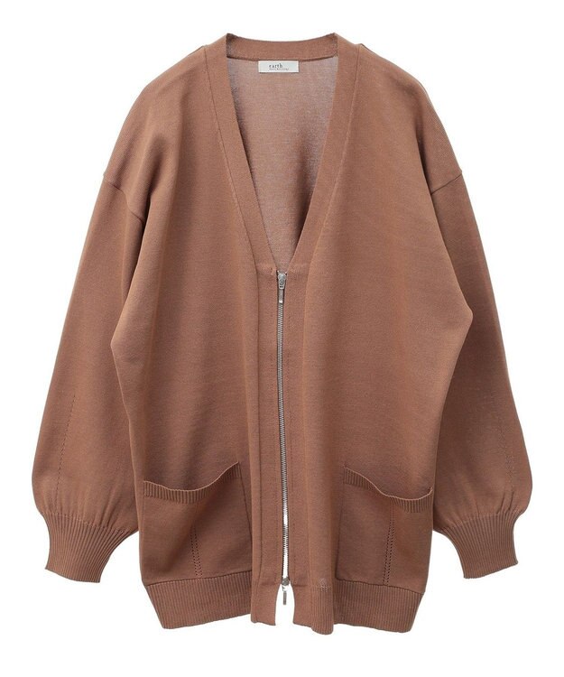 earth music&ecology Ｚｉｐルーズカーディガン Camel