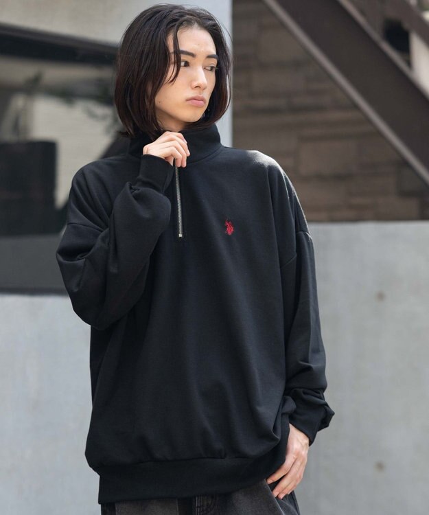 WEGO 【WEB限定/25年秋冬新作/ユニセックス着用ITEM】別注USPOLOハーフZIPPO ブラック