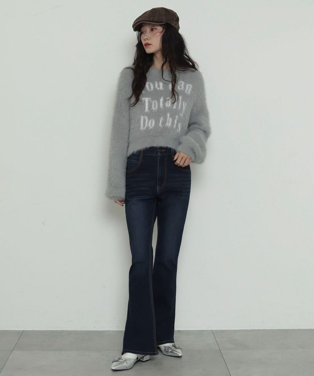 WEGO ストレッチフレアデニムパンツ デニム濃色