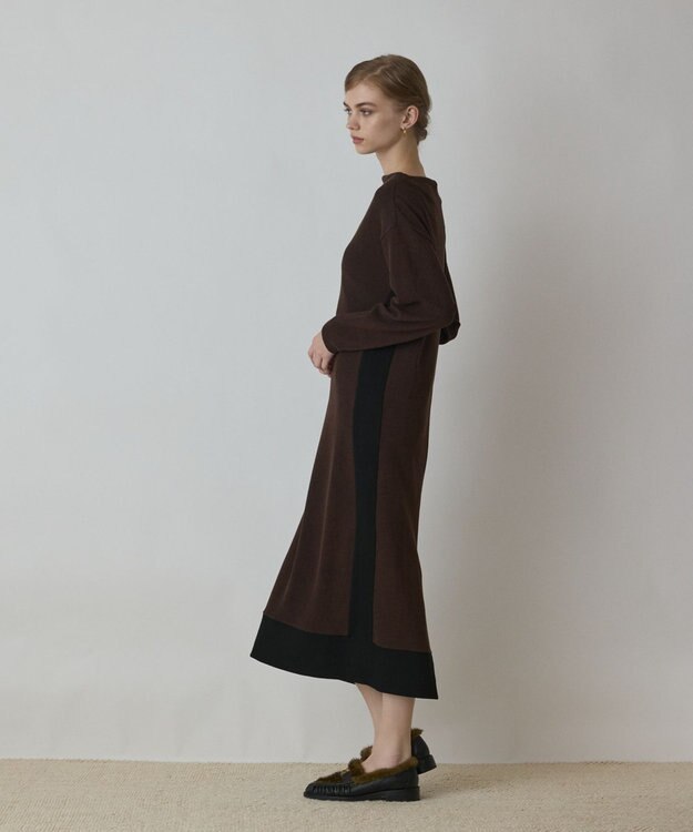 GRACE CONTINENTAL バイカラーカットワンピース ブラウン