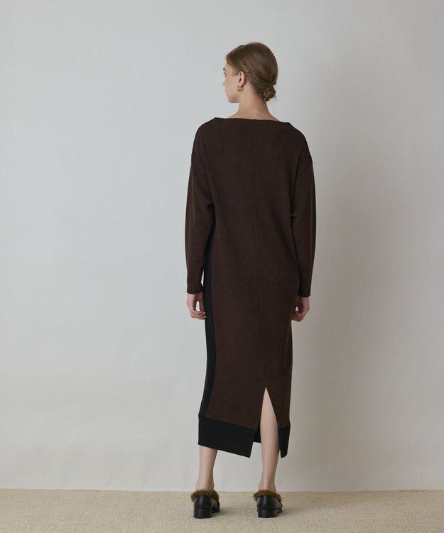 GRACE CONTINENTAL バイカラーカットワンピース ブラウン