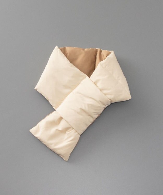 AURORA WEB限定 リバーシブル差込 ダウン マフラー ライトベージュ×モカ