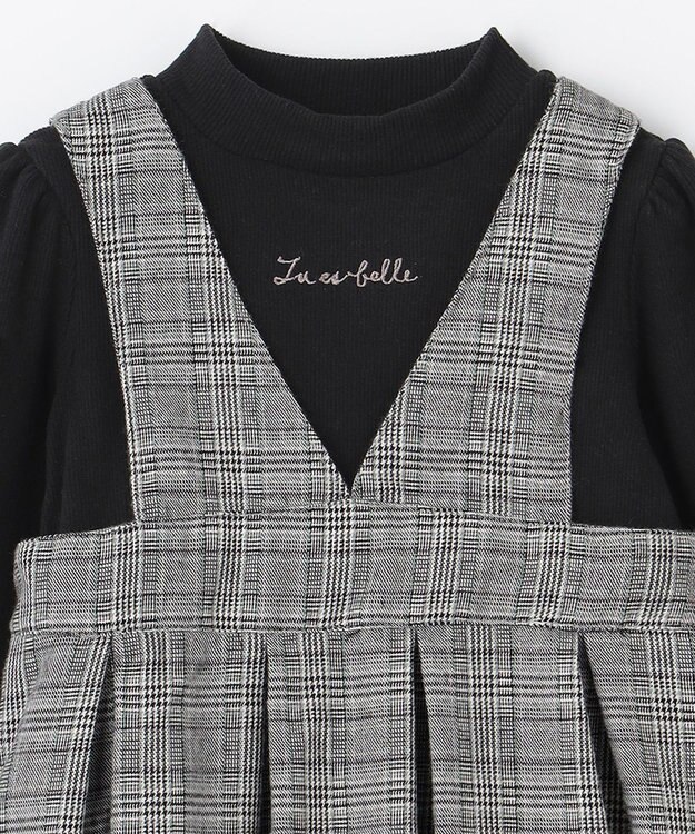 ANY KIDS ドッキングチェックワンピース モノトーン系