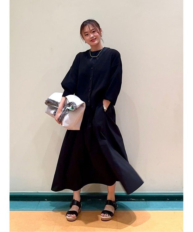 UNFILO 【洗える/軽量】FINE MOVE Aラインワンピース ブラック