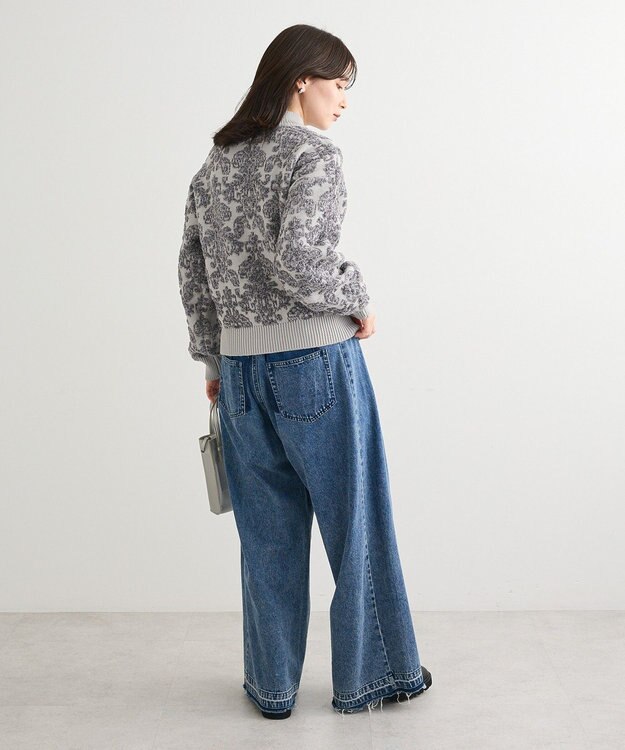 Green Parks ・ｓｗｉｎｇ　ｂｙ　アラベスクジャカードニット Gray