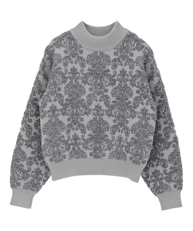 Green Parks ・ｓｗｉｎｇ　ｂｙ　アラベスクジャカードニット Gray