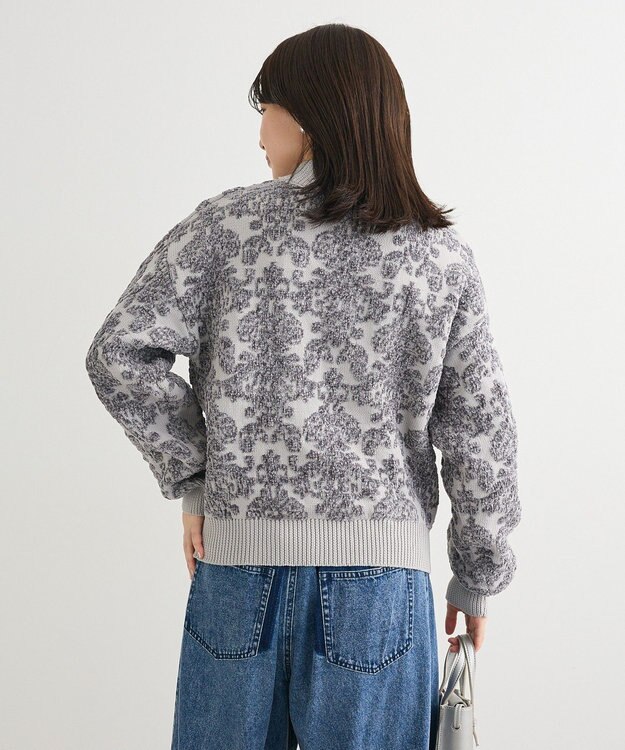 Green Parks ・ｓｗｉｎｇ　ｂｙ　アラベスクジャカードニット Gray