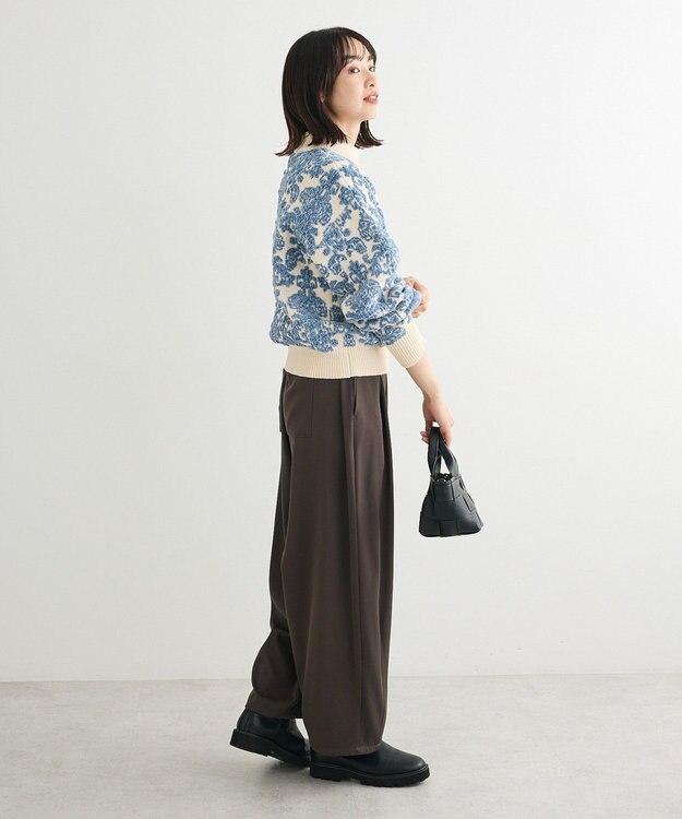 Green Parks ・ｓｗｉｎｇ　ｂｙ　アラベスクジャカードニット Ivory