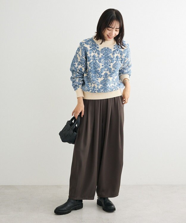 Green Parks ・ｓｗｉｎｇ　ｂｙ　アラベスクジャカードニット Ivory