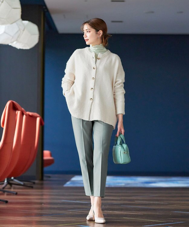 Tiaclasse 【洗える】クルーネックメランジカーディガン オフホワイト