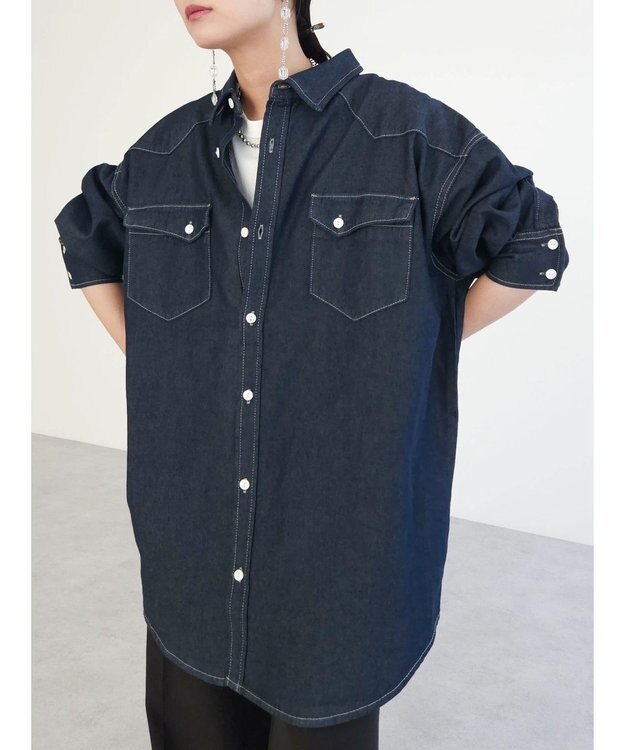 Green Parks ウエスタンＢｉｇデニムシャツ Dark Indigo