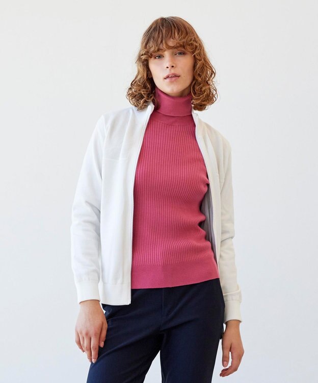 23区GOLF 【23Fondation/WOMEN】ニットブルゾン ホワイト系