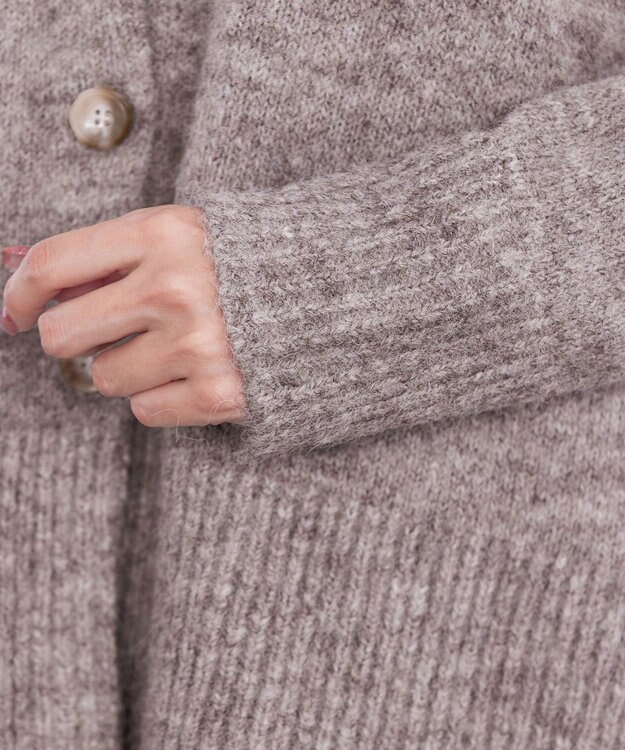 Tiaclasse 【洗える】クルーネックメランジカーディガン グレージュ