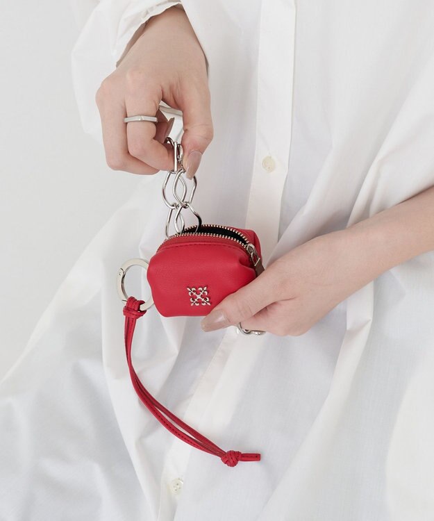 russet カラビナ付き レザーミニポーチ型チャーム(Z-220) S.Red