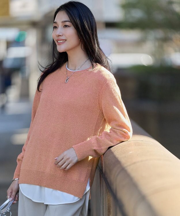 ICB グロッシーペーパーブレンド クルーネックプルオーバー ライトコーラル