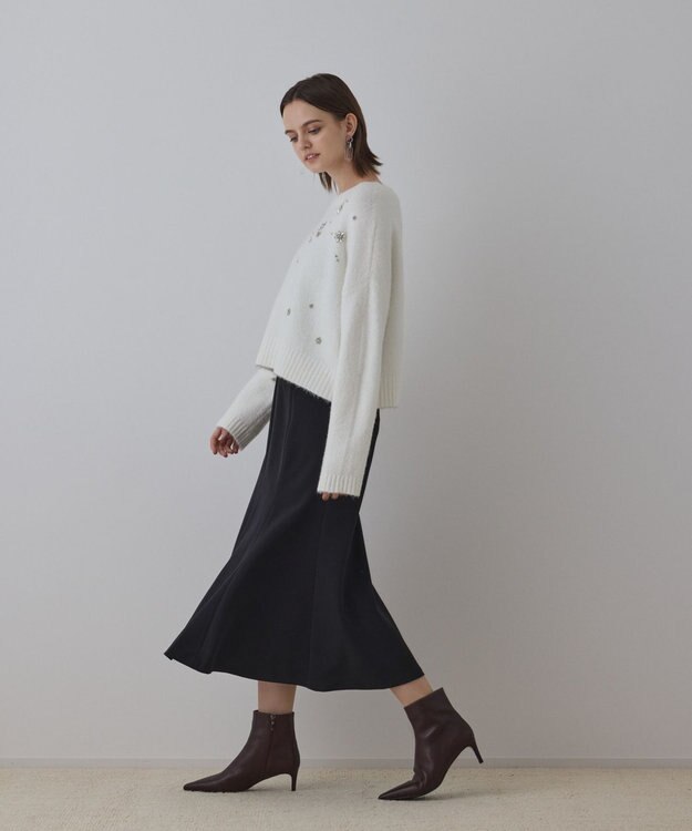 GRACE CONTINENTAL ビジューニットトップ ホワイト