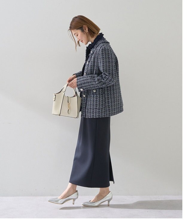 YECCA VECCA ダンボールニットナロースカート Navy