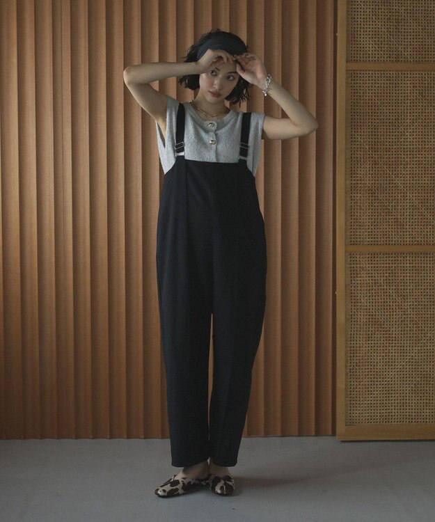 Green Parks ピンタックサロペット Black