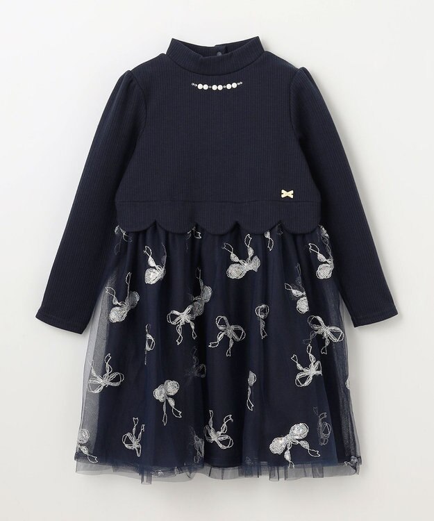 ANY KIDS ドッキングチュールワンピース ネイビー×ネイビー