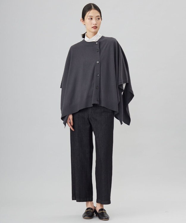 J.PRESS LADIES 【洗える】SOFT TOUCH WOOL ニット ポンチョ スレート系