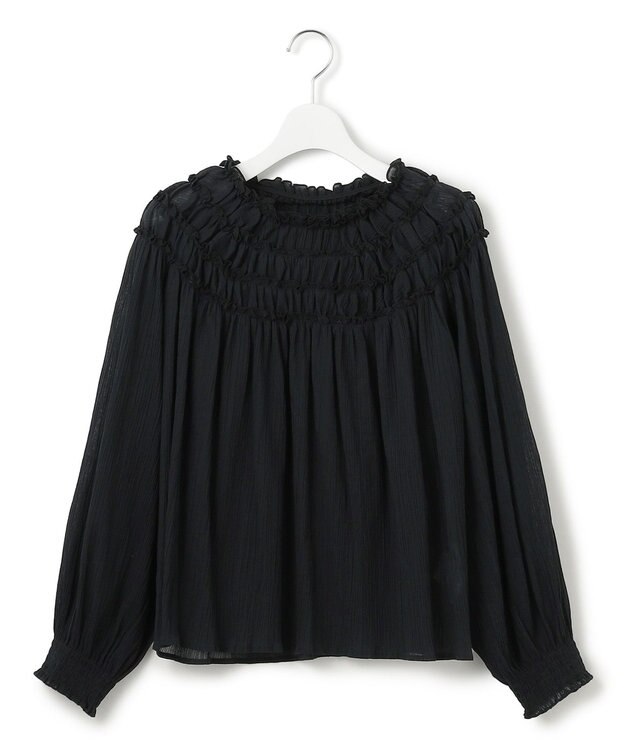 23区 【SLOW/一部店舗限定】コットンクレープ ブラウス ブラック系