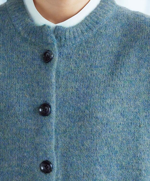 Tiaclasse 【洗える】クルーネックメランジカーディガン グリーン