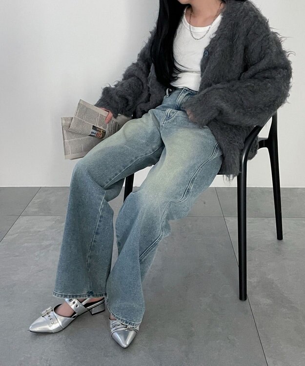 WEGO 【新色追加/美脚/XSSMLサイズ展開】ストレートデニムパンツ デニム淡加工色