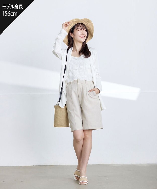 Tiaclasse 【洗える】スカラップニレースニットキャミソール オフホワイト