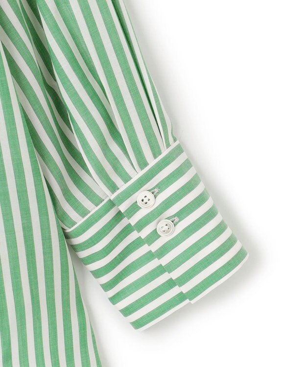 ICB 【洗える】キュプラローンストライプ シャツ グリーンストライプ系