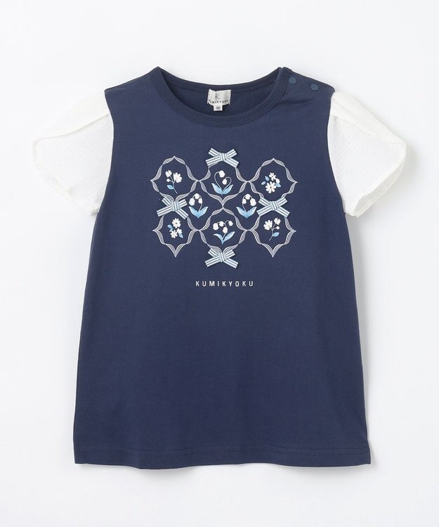 組曲 KIDS 【80-100㎝】スズランプリント Tシャツ ネイビー