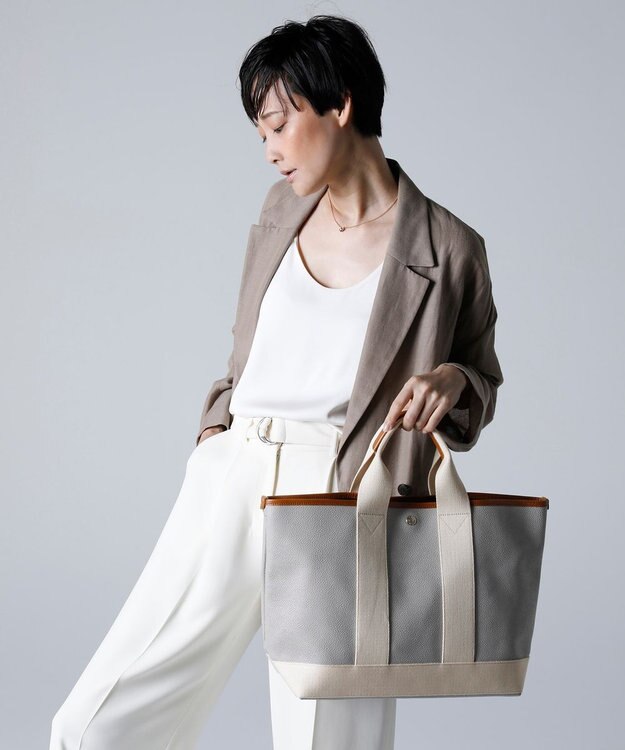 TOPKAPI 【Breath TOPKAPI】SCOTCH GRAIN スコッチグレイン ショルダー付き A4 トート バッグ ライトグレー