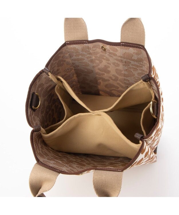 UNBILLION カシュカシュ cachecache / 柄アソートジャガード2wayトートバッグ ベージュレオパード