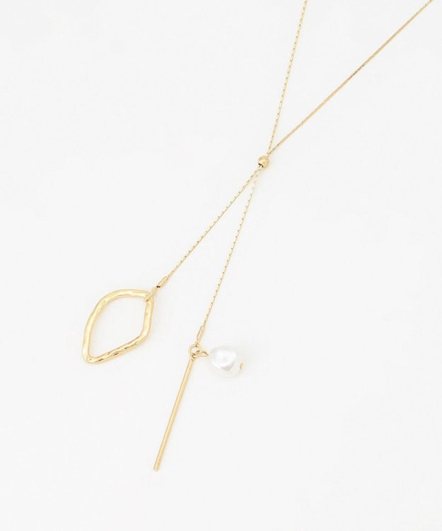 ANY パールアシメネックレス ライトゴールド