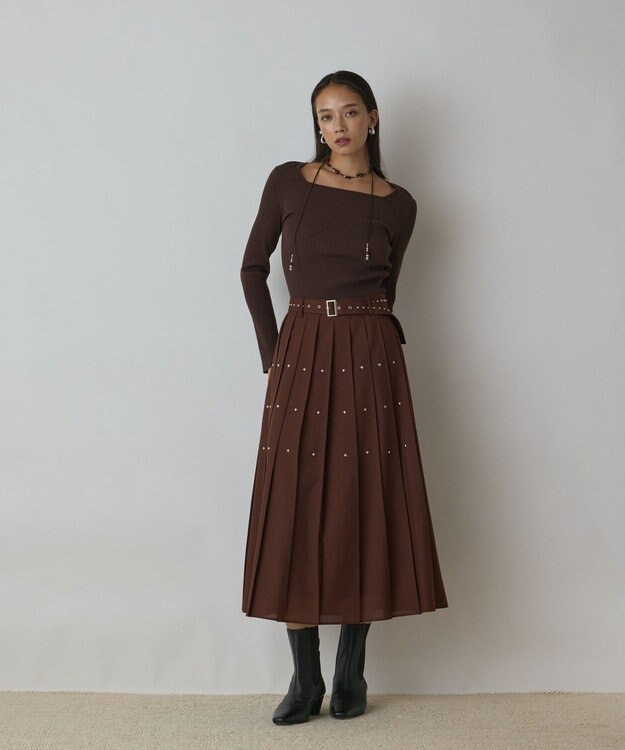 GRACE CONTINENTAL ビーズレザーチョーカー ブラウン