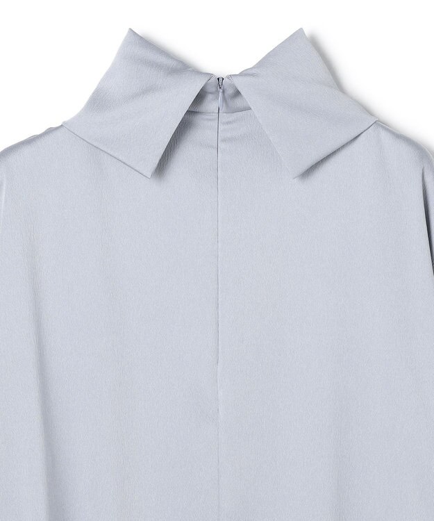 BEIGE， 【洗える・Precious 11月号掲載】LLOYD / ハンマーサテンロールカラー半袖ブラウス Dull Blue