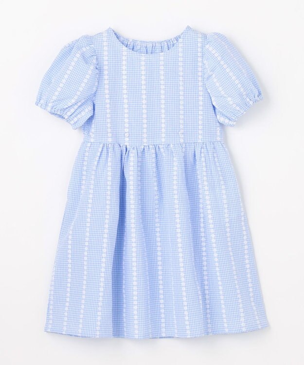 ANY KIDS 【洗濯機可能】サッカー ストライプワンピース サックスブルー