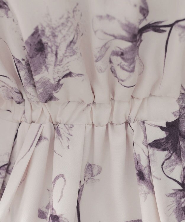 Tiaclasse 【2点セット】ニットボレロ＋花柄ワンピースセット ボルドー×オフホワイト