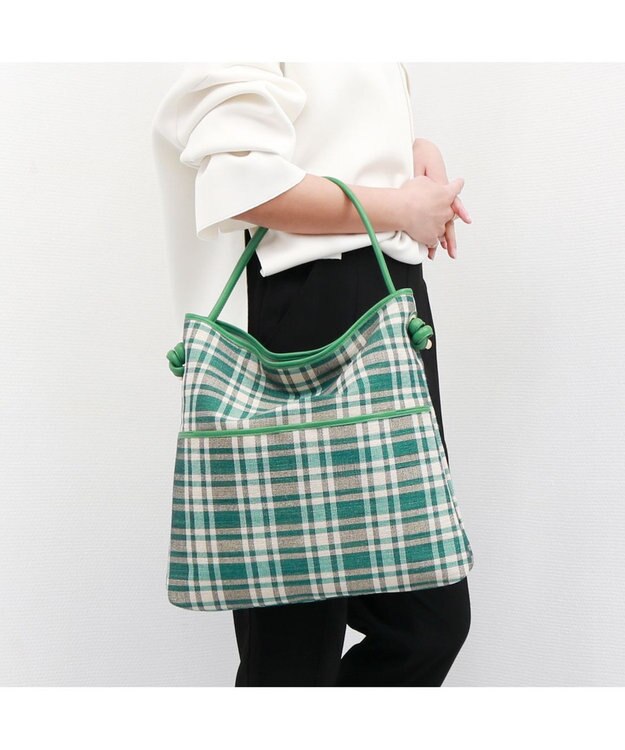 UNBILLION  ペルケ perche / 1本手チェックトートバッグ グリーン