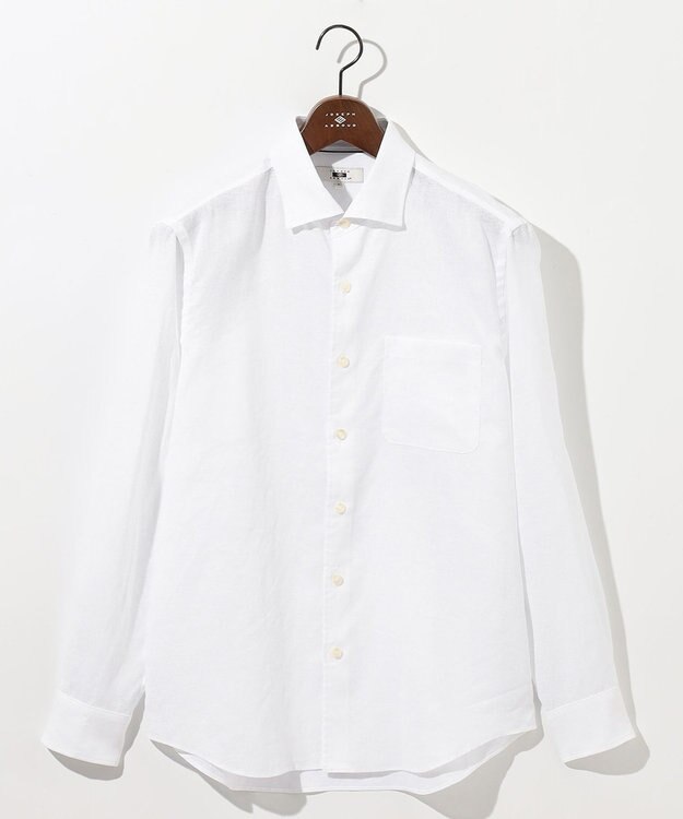 JOSEPH ABBOUD 【キングサイズ・麻100％・軽い・涼しい】 モイスチャーリネンペイズリー シャツ ホワイト系6