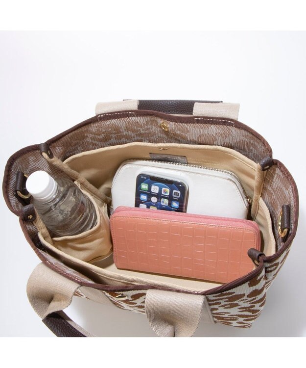 UNBILLION カシュカシュ cachecache / 柄アソートジャガード2wayトートバッグ ベージュレオパード