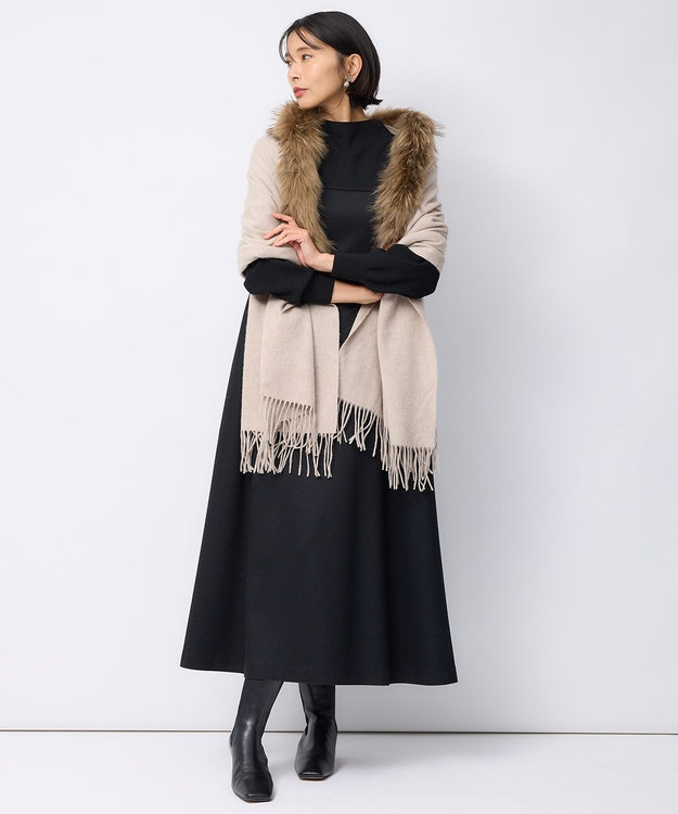 ファー付きストール　腰巻き　ストール 1311030-1.jpg