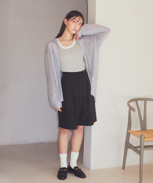 earth music&ecology フリルニットタンクトップ Border